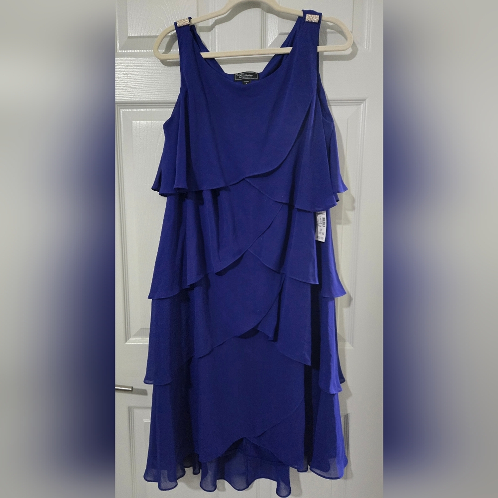 NWT dressbarn Vibrant Blue Layered Asymmetrical Dress